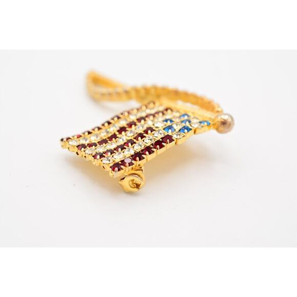 Rafaelia Vintage Pin Brooch American Flag USA Gold Tone Signed 1980s BinAH - Picture 5 of 12